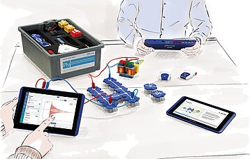 Grafik Hände Geräte für digitale Messungen