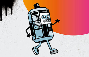 Illustration einer laufenden Dose der Merz Akademie